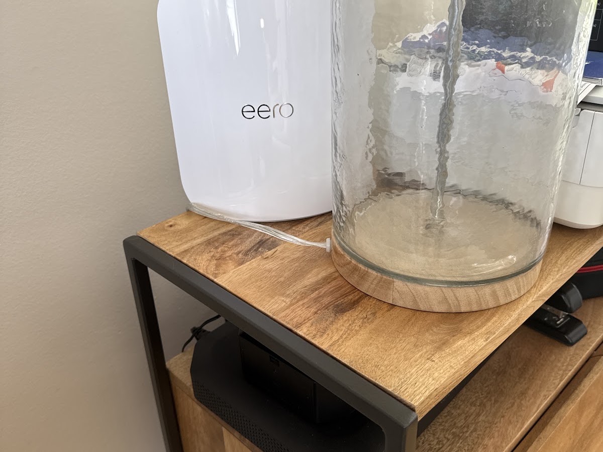 Mesh Wi-Fi router installed as part of a whole-home network wiring upgrade
